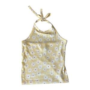 Y2K-inspired yellow and white daisy halter top women's size medium